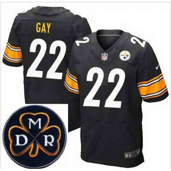 Men's Nike Pittsburgh Steelers #22 William Gay Black Team Color Stitched NFL Elite MDR Dan Rooney Patch Jersey